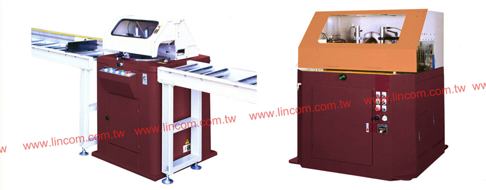 Circular sawing machine for 45 degree cut, 90 degree cut. Application: aluminum door cutting, aluminum window cutting, etc.