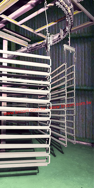 Fence powder coating equipment.