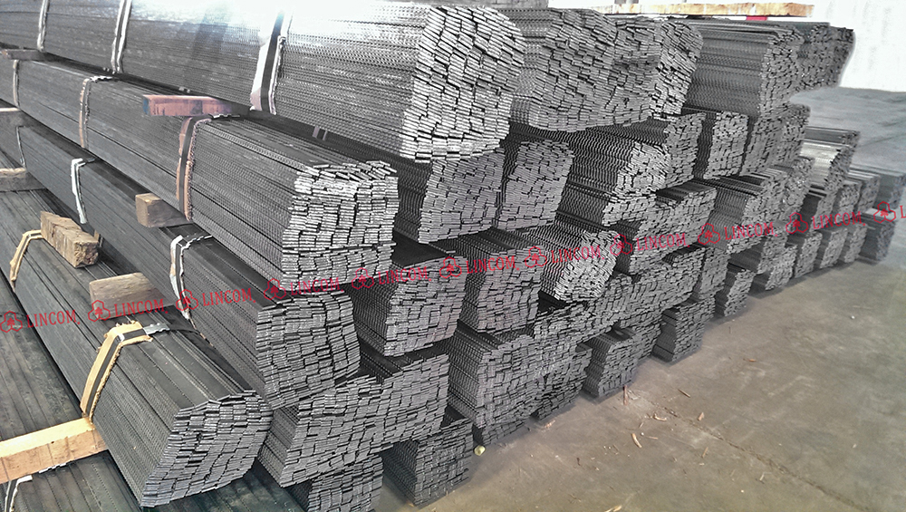 Serrated flat bar piles.