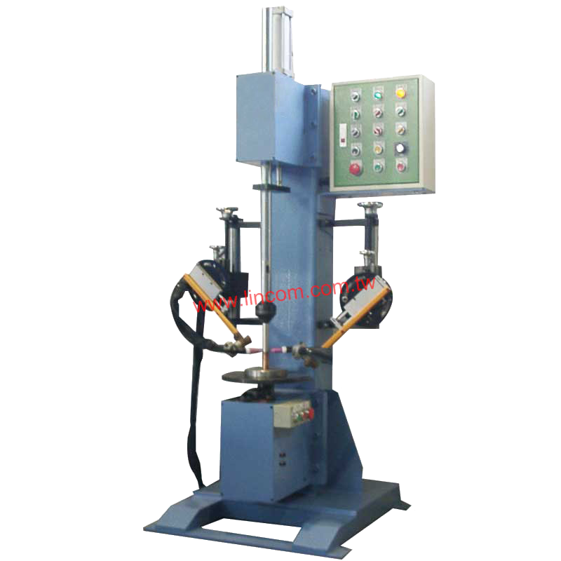 Vertical rotary type auto welder, double gun.