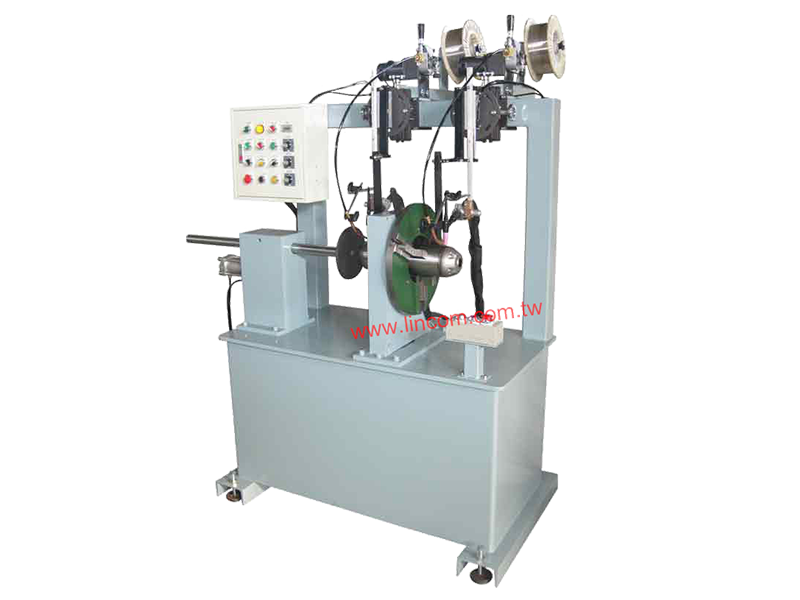 Muffler auto welder material feeder. Spindle moves by linear slide rail for longer service life and higher welding accuracy.