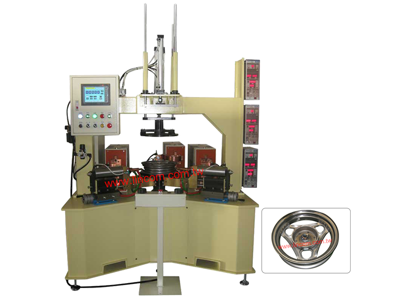 Spot welder for car rim, servo rotary 3 shaft type