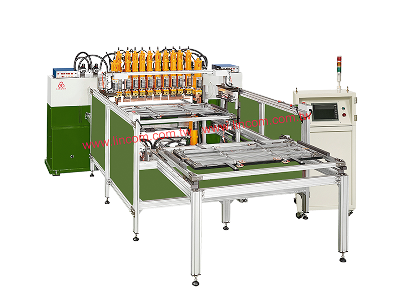 Dual layer interchangeable type welding machine for wire cable tray, storage, warehouse, carts, cages, etc.