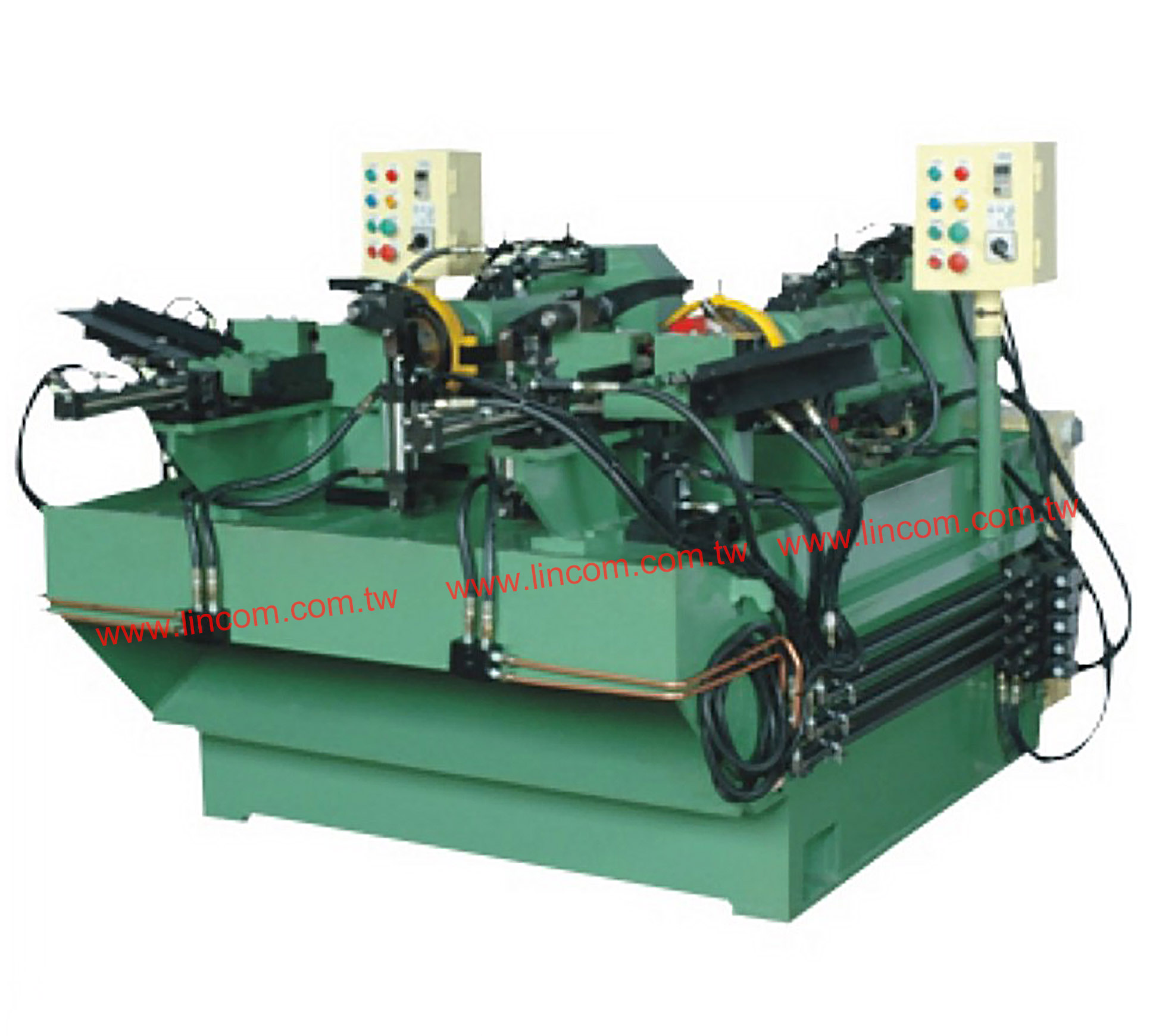 Steel rod & tube processing equipment: auto pipe threading machine for both ends.
