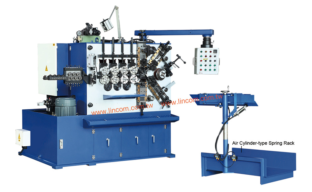 SD-80 roller shutter door spring making machine. Wire feeding by air clutch system. Production capacity wire diameter 2-8mm.