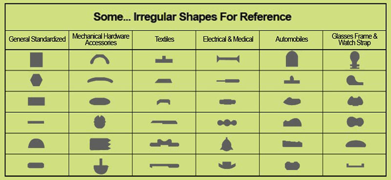 Irregular metal bar shapes example of our continuous metal bar profiling machine.